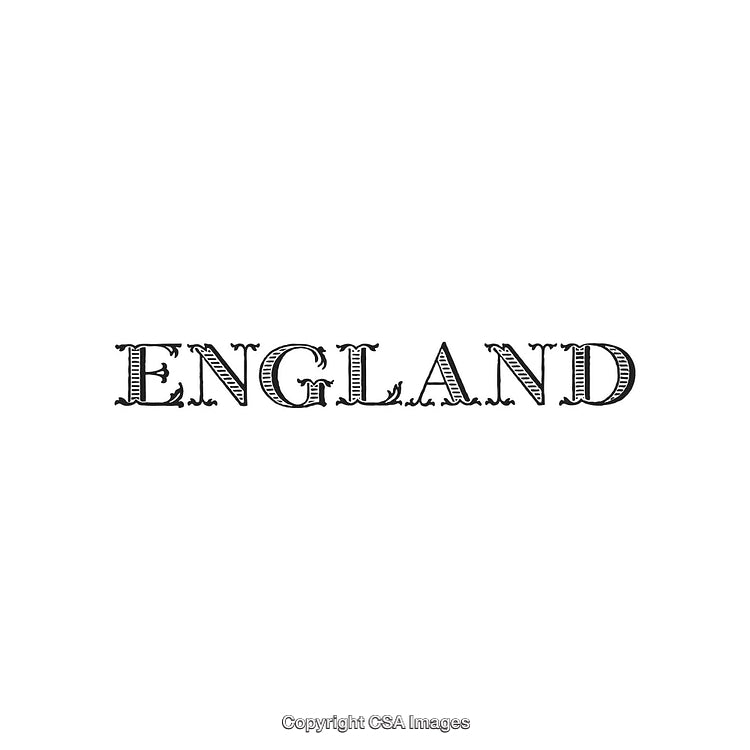 Historic Styled England Text Design on Minimalist White Background