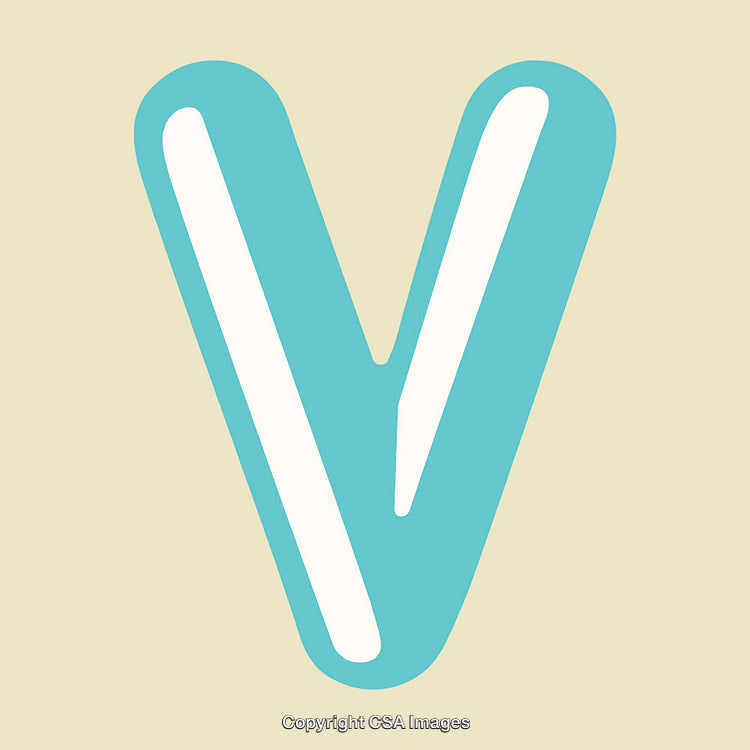 Bold Artistic Representation of the Letter V in Blue and Beige