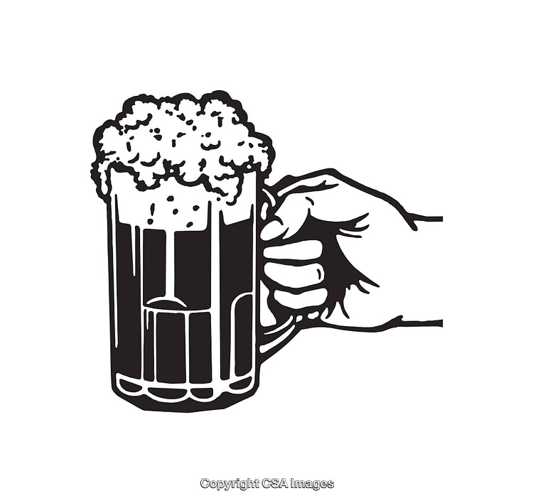 Illustration of a Hand Holding a Beer Mug with Foam on Top