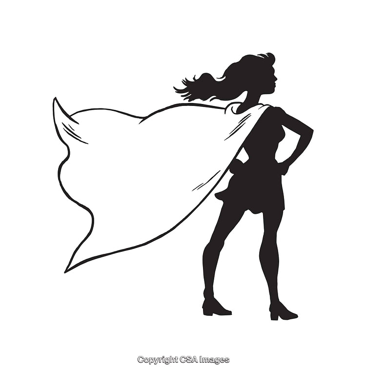 Silhouette of a Female Hero Wearing a Flowing Cape
