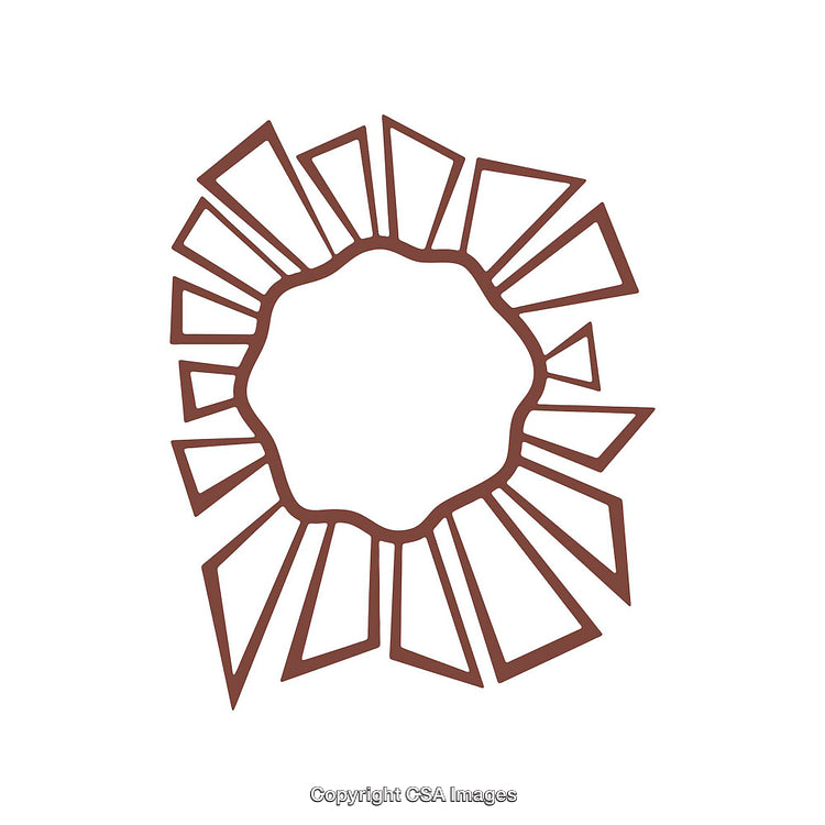 Geometric Abstract Brown Frame Design with Symmetrical Elements on White Background
