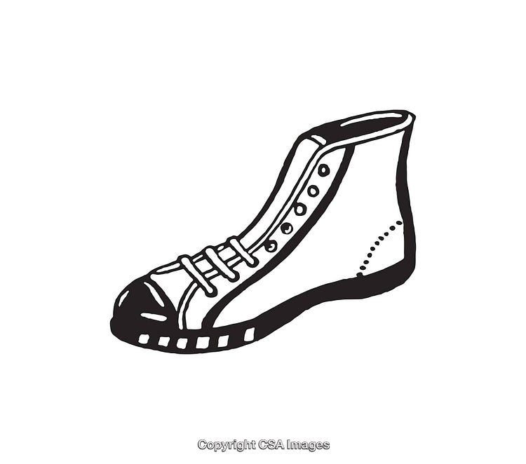 Black And White Line Art Illustration of a Stylish Lace-Up Shoe