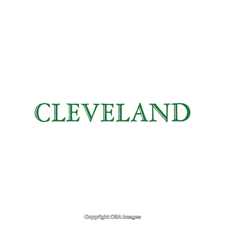 Green Cleveland Text Graphic in All Caps on White Background