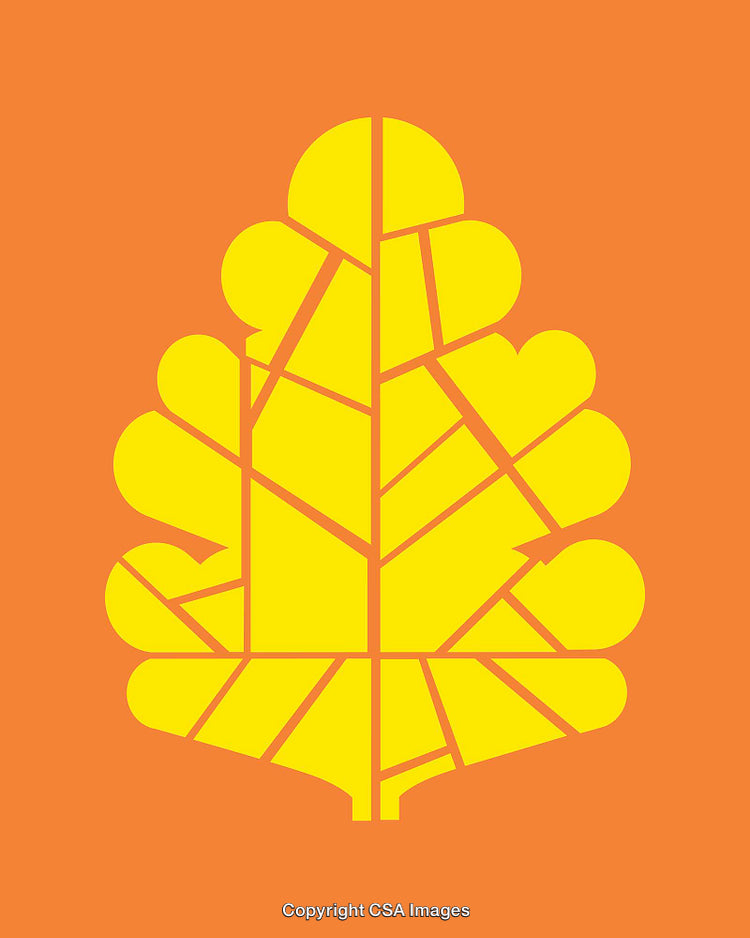 Abstract Yellow Tree Line Art on Orange Background