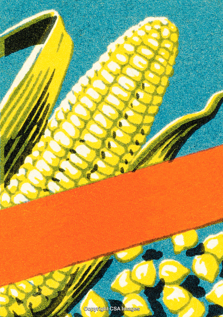 Illustration of Corn on the Cob with Vibrant Graphic Design Elements