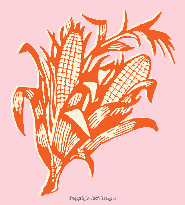 Vibrant Corn Illustration on Pastel Pink Background