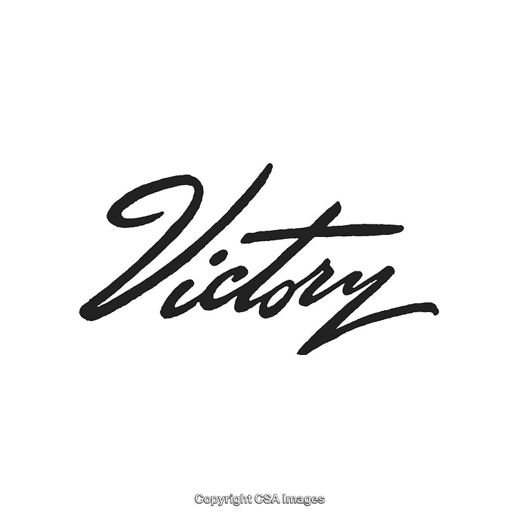 Elegant Handwritten Victory Logo in Stylish Black Script on White