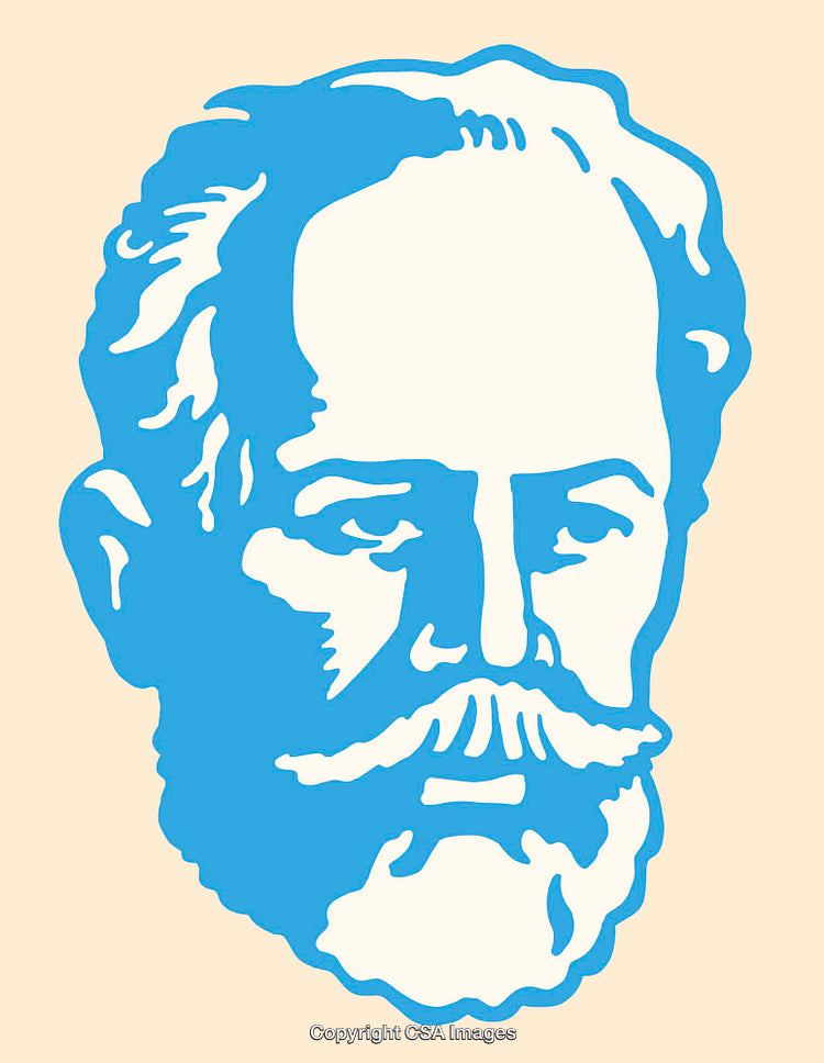 Blue Line Art Portrait on a Beige Background