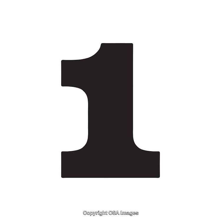 Black Number One Isolated on a Clean White Background