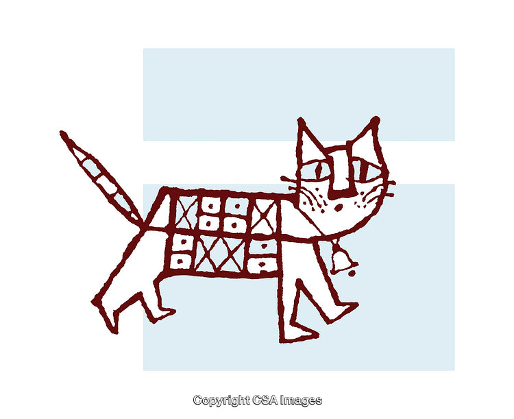 Playful Abstract Illustration of a Cat With Geometric Patterns