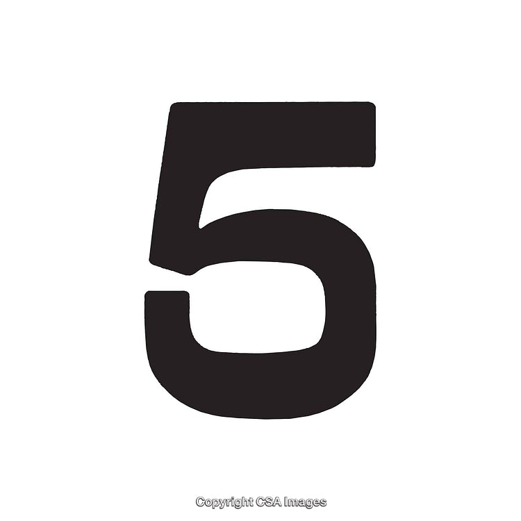 Number Five in Bold Black on White Background