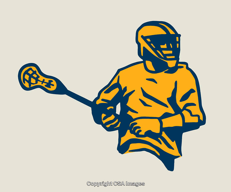 Colorful Line Art Illustration of a Lacrosse Player in Action