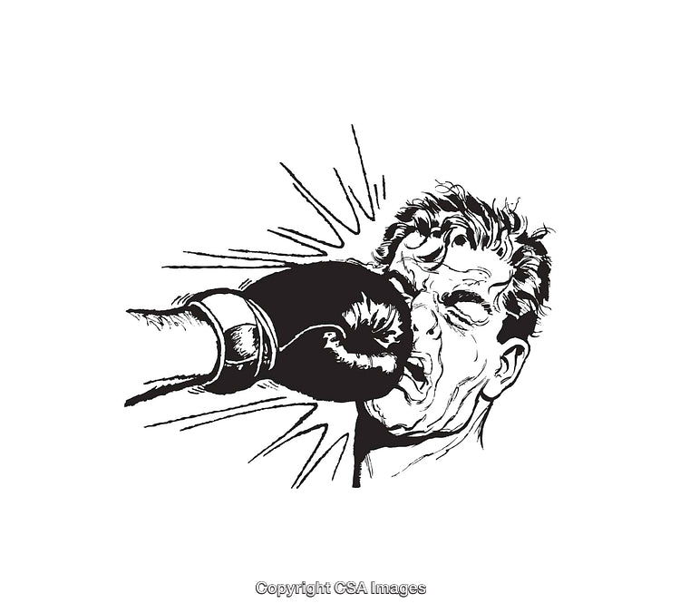 Black and White Line Art of Boxing Punch Impact Illustration