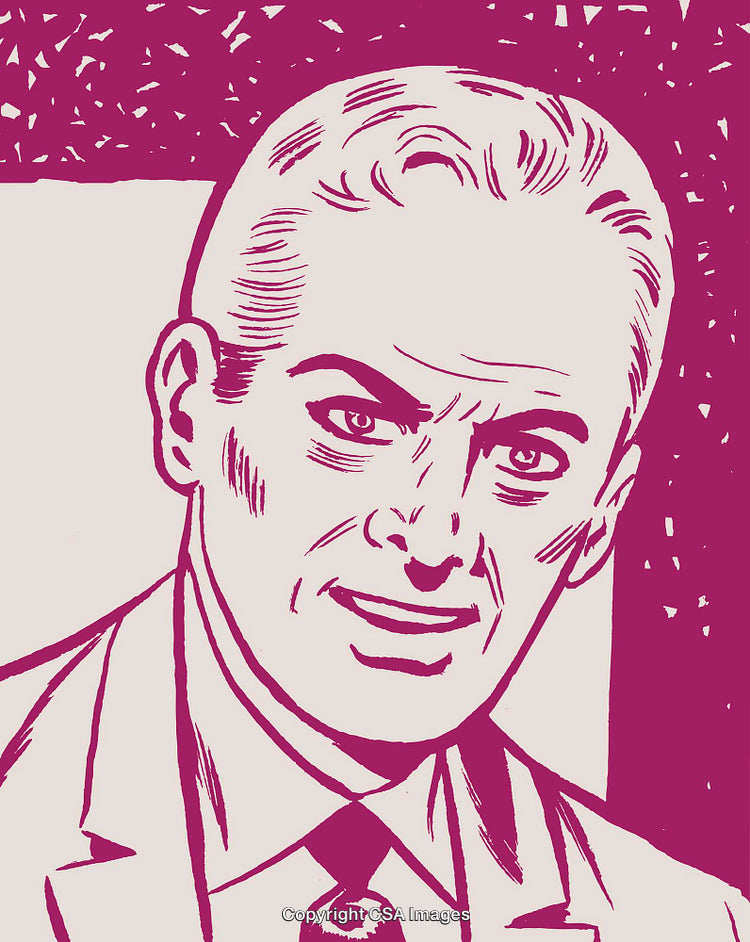 Retro Style Illustrated Portrait of a Smiling Businessperson in Bold Colors