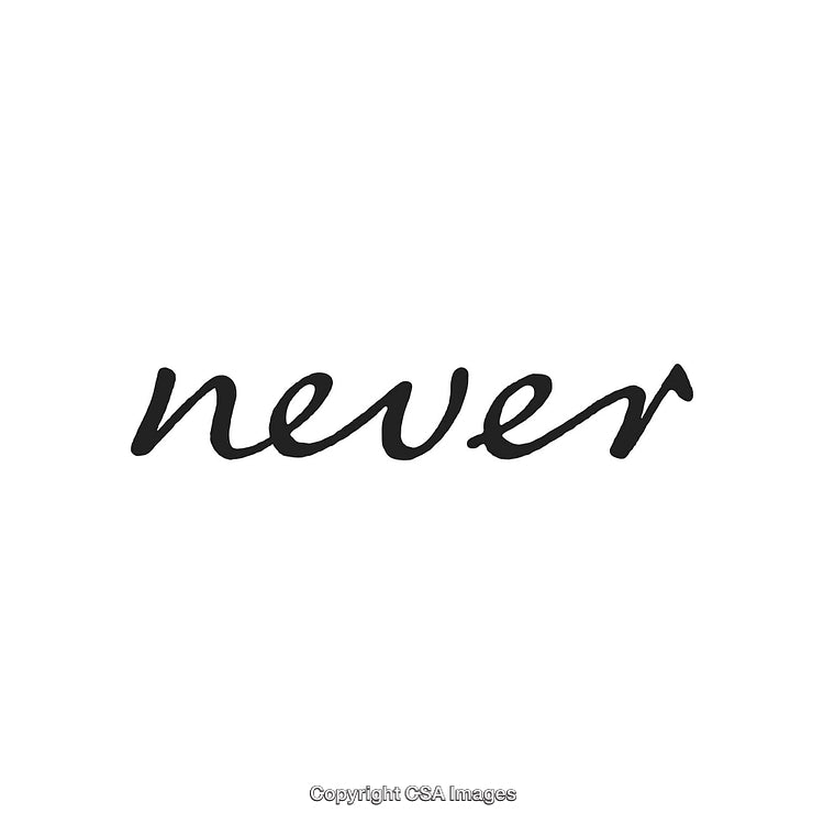 Never Handwritten Text on White Background in Modern Calligraphy Style
