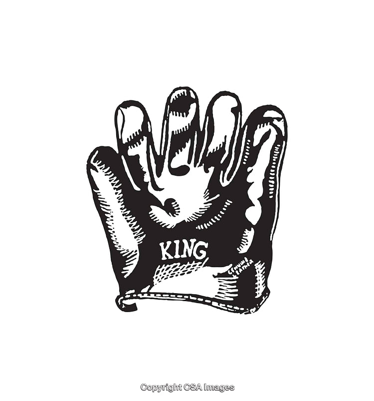 Detailed Black and White Glove Line Art Illustration with Text
