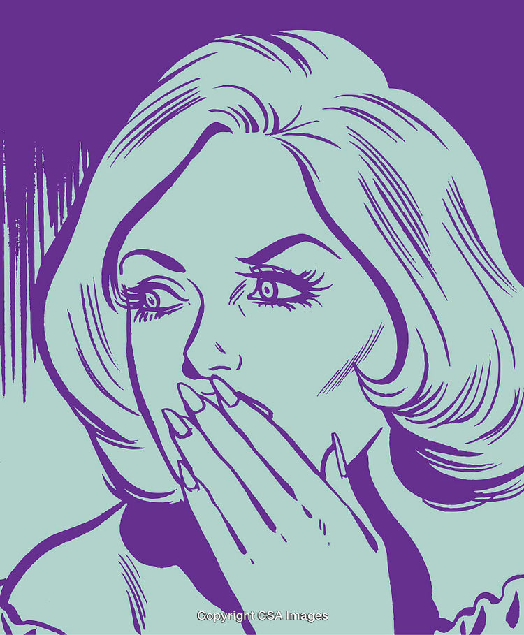 Pop Art Style Woman With Surprised Expression and Vibrant Purple Palette
