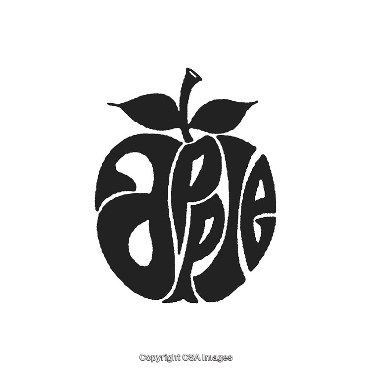 Abstract Black Apple Design Featuring Artistic Text-Based Elements