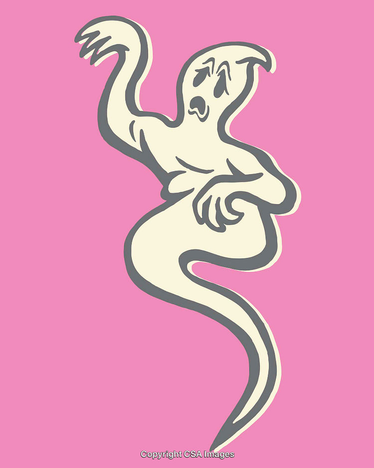 Ghost Cartoon Illustration on Bright Colorful Background