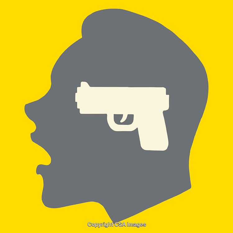 Silhouette and Gun Illustration Depicting Psychological Concepts