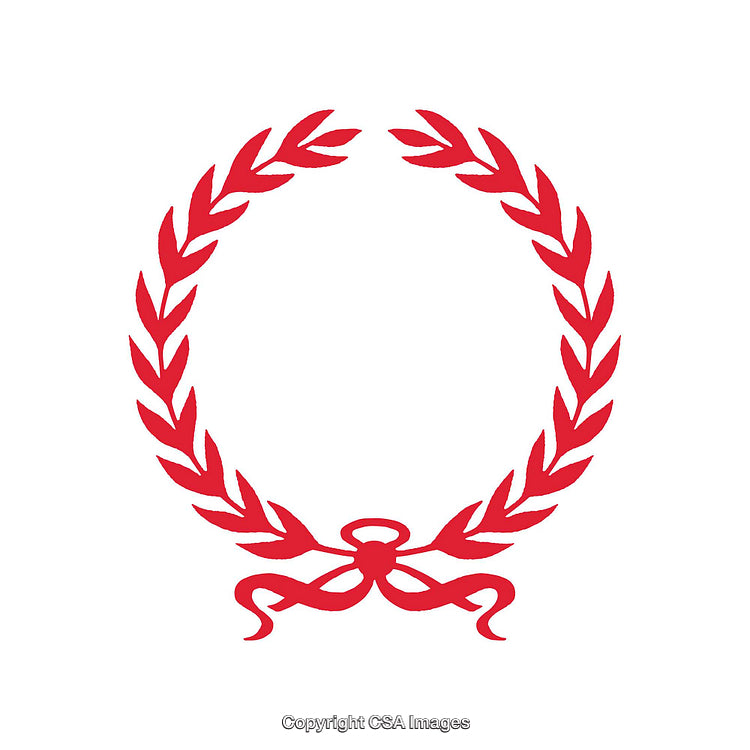 Red Laurel Wreath With Ribbon on White Background Vector Illustration