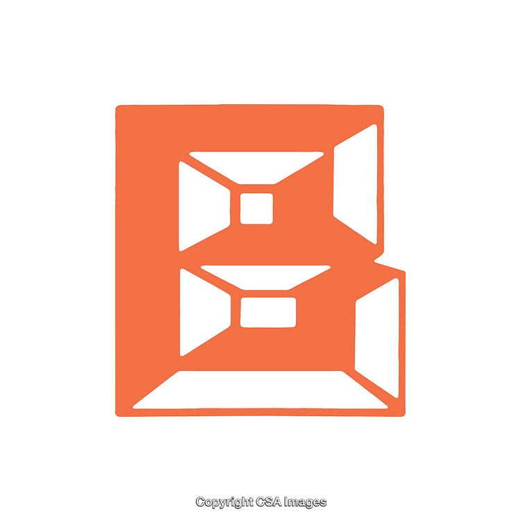 Orange Geometric Greek Letter Beta Symbol on White Background