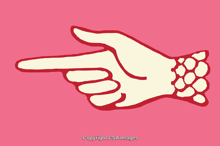 Stylized Line Art of Pointing Hand in Bold Colors