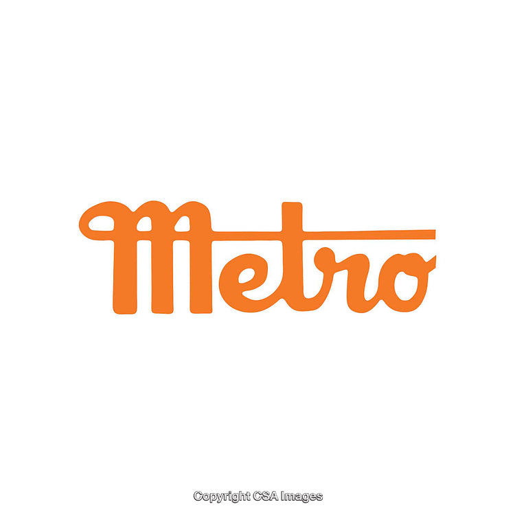 Bold Orange Metro Script Text on Clean White Background