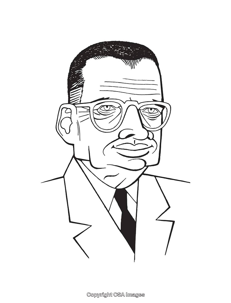Black and White Line Art Illustration of Businessman Portrait