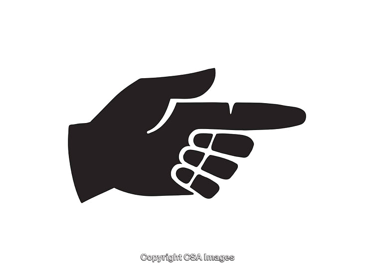 Black Silhouette of a Hand Pointing to the Right