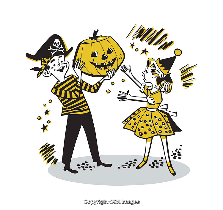 Colorful Illustration of Children Enjoying Festive Halloween Celebration Together