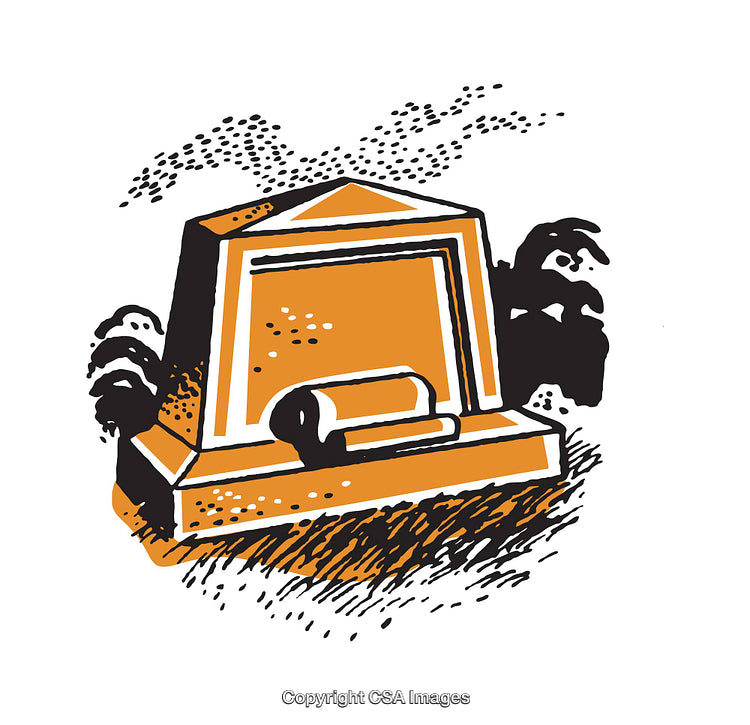 Stylized Illustration of a Tombstone with Unique Artistic Design