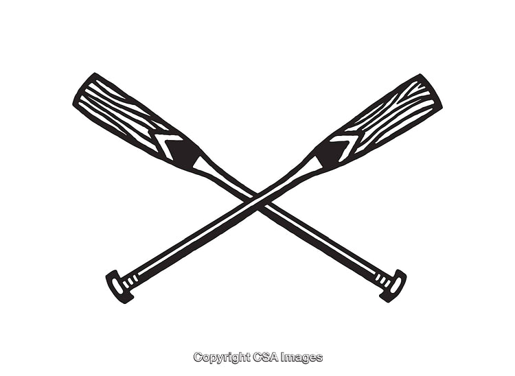 Crossed Oars in Black and White Line Art Illustration