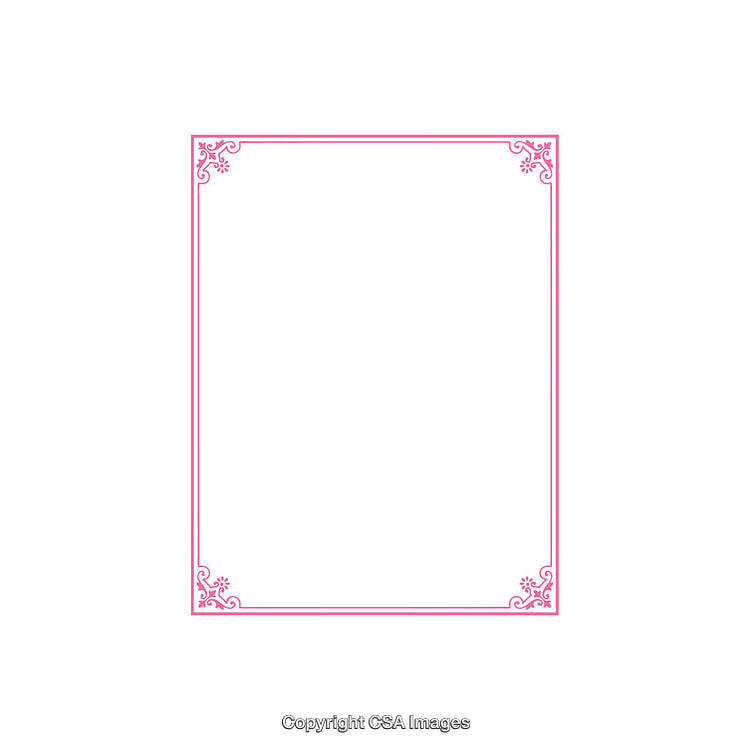 Elegant Pink Frame With Ornamental Corners on White Background