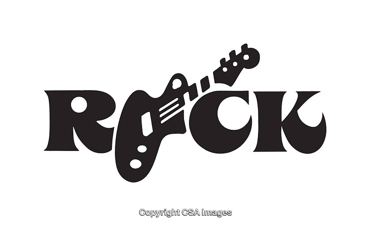 Creative Line Art Guitar Illustration Symbolizing Rock Music in Bold Design