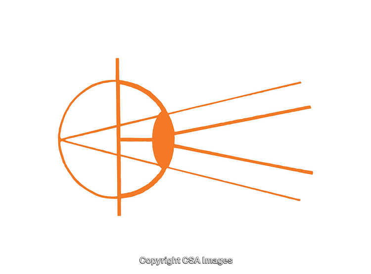 Abstract Diagram of a Lens with Light Rays in Orange Theme