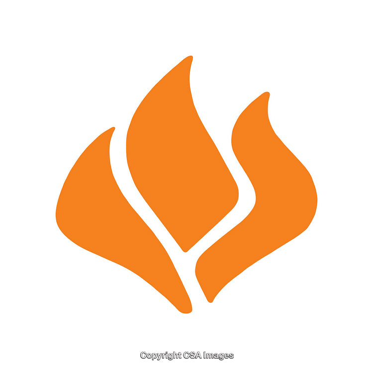 Orange Flame Icon on White Background, Symbolizing Fire and Energy