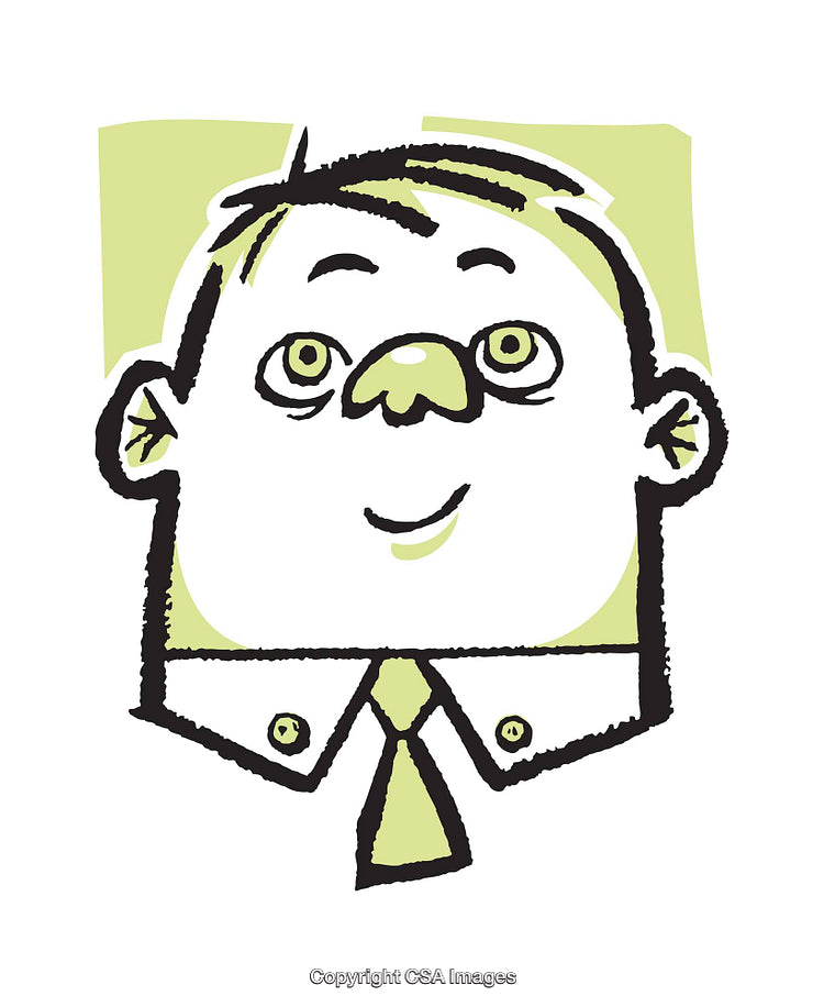 Cartoon Illustration of a Smiling Character Styled in Green and Black