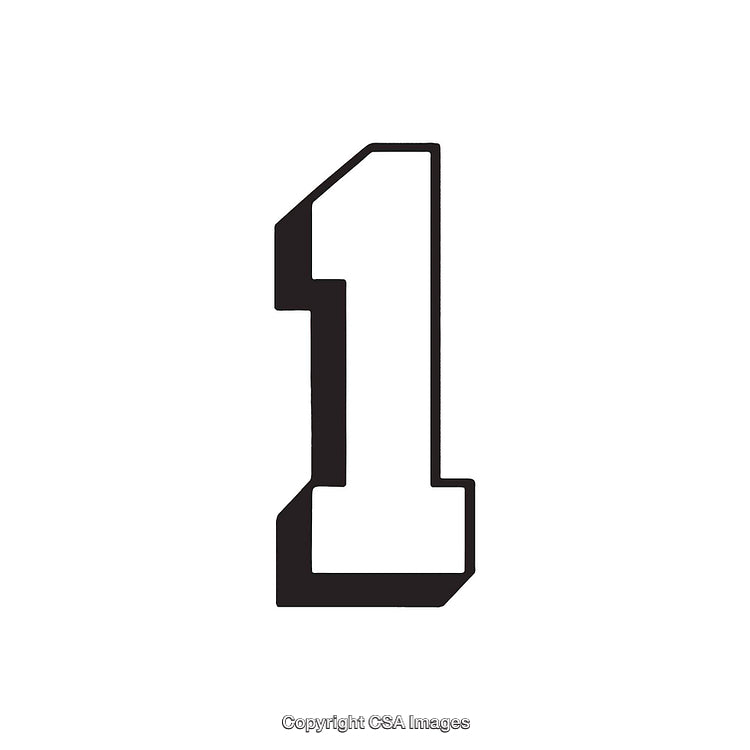 Bold Black Outline Number One on White Background