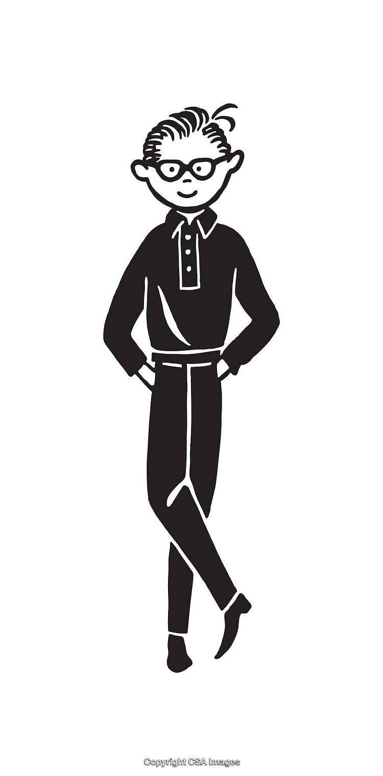 Minimalist Black and White Illustration of a Person in Relaxed Posture