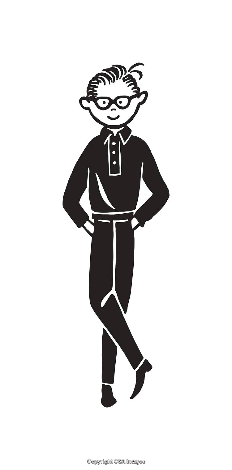Minimalist Black and White Illustration of a Person in Relaxed Posture