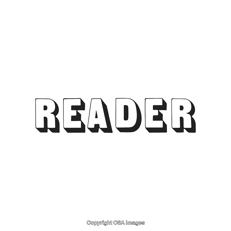 Stylized Text Illustration of the Word 'Reader' in Bold Typography