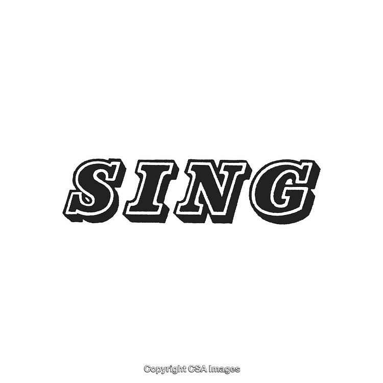 Retro Black and White Typography of the Word Sing with Bold Letters