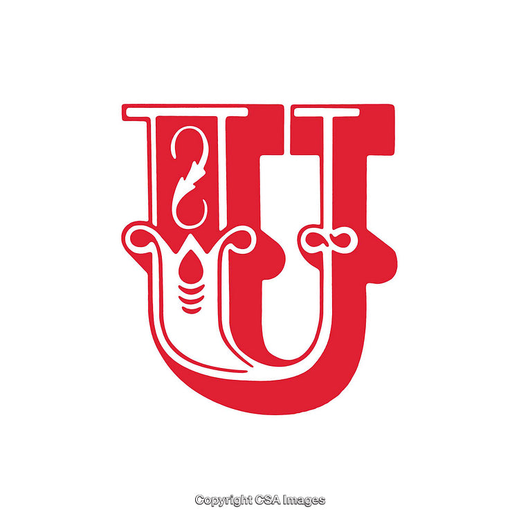 Stylized Red Decorative Letter U Design in Vector Illustration