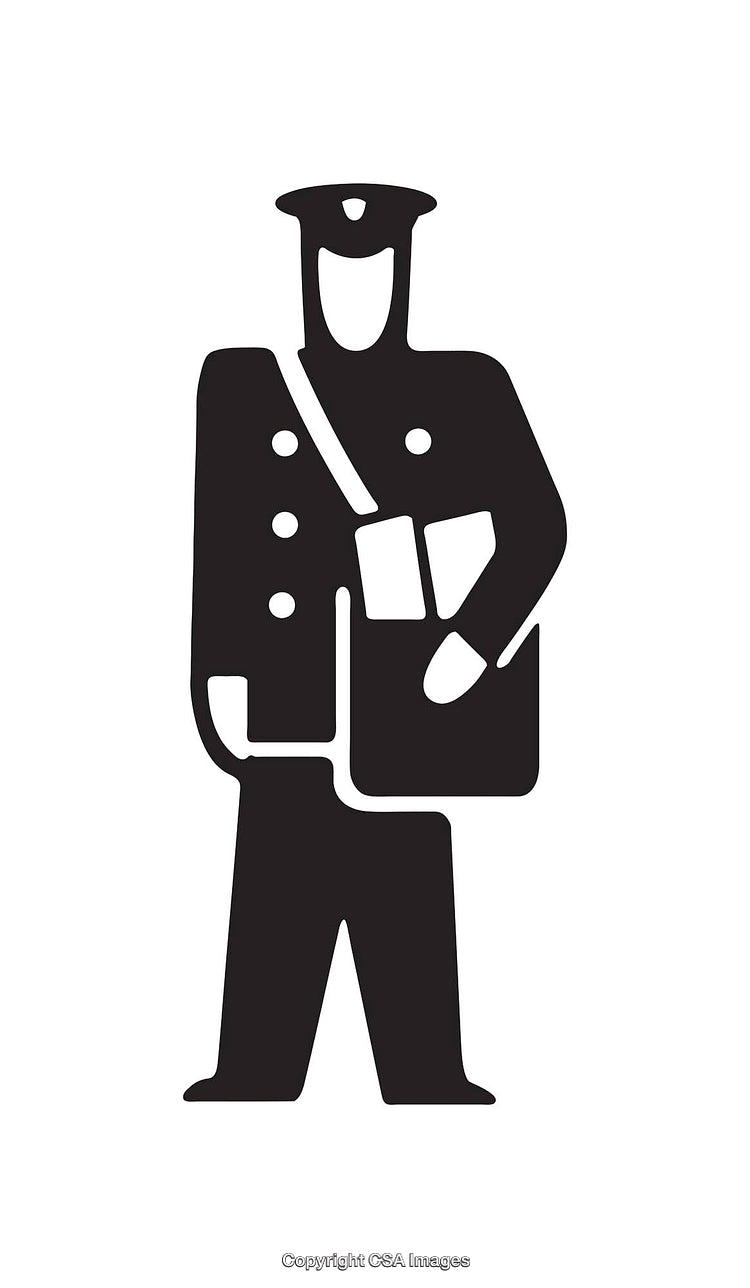 Black And White Icon of a Mail Carrier Delivering Mail