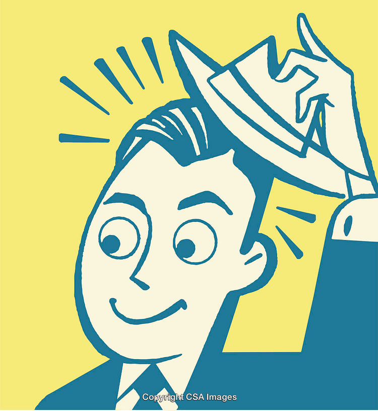 Retro Style Cartoon of a Cheerful Gentleman Tipping His Hat