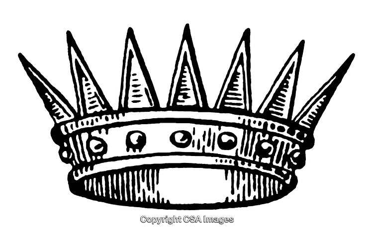Detailed Vintage Engraving of a Dramatic Ornate Crown Design
