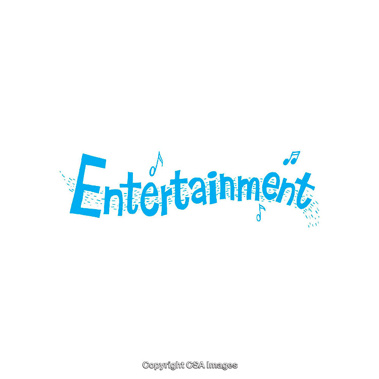 Blue Entertainment Text Illustration with Musical Notes