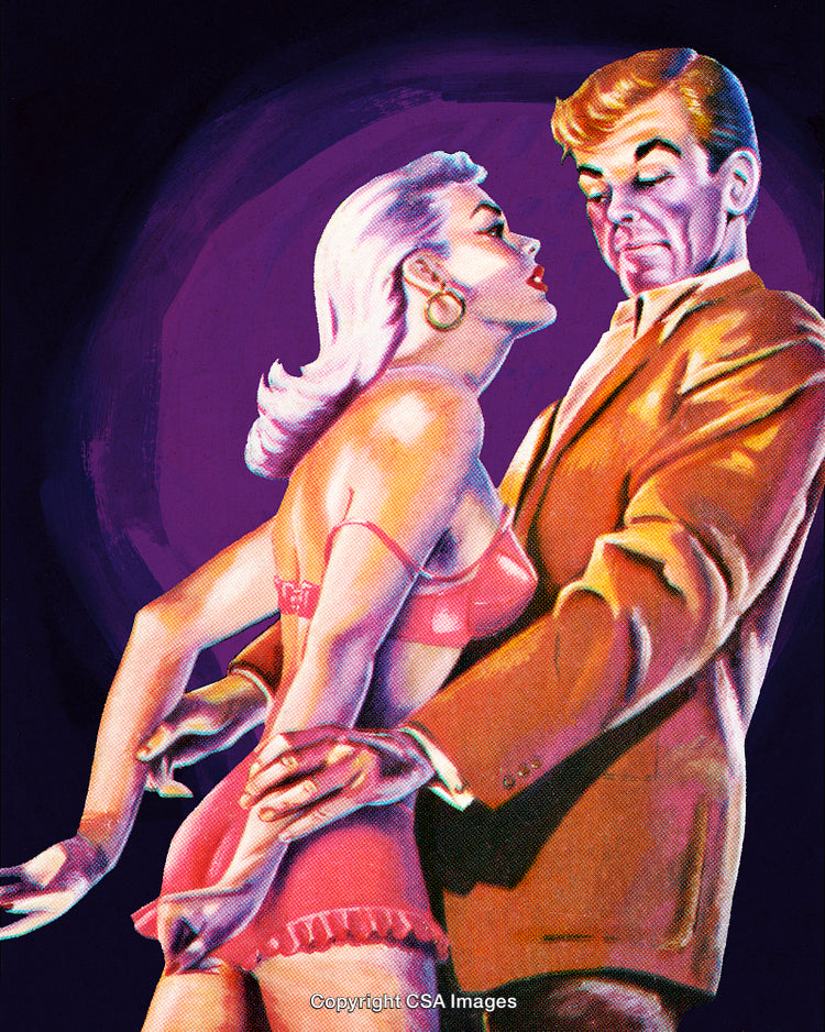 Retro Illustration of Two People in a Dramatic Interaction