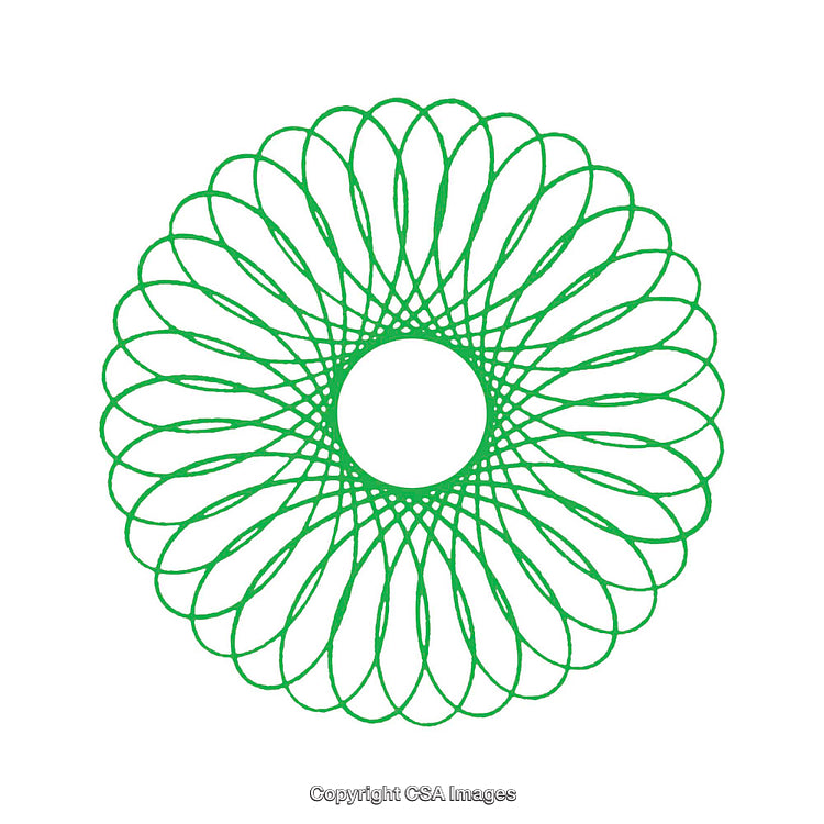Green Geometric Mandala Pattern on a White Background